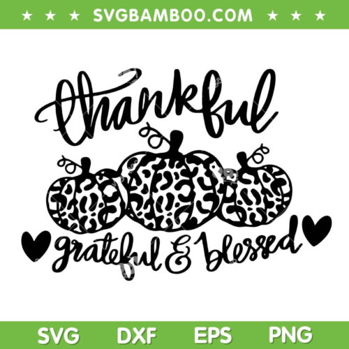 Thankful Grateful Blessed Pumpkin Leopard SVG, Fall Pumpkin SVG, Thanksgiving Pumpkin DXF SVG PNG EPS