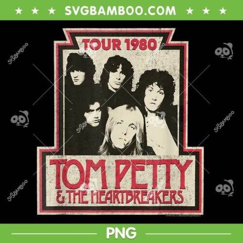 Tom Petty And The Heartbreakers 1980 Tour Poster PNG, Vintage Tour 1980 Tom Petty PNG, Rock Singer Tom Petty PNG