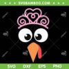 Turkey Face Princess SVG PNG, Thanksgiving Kids Girl Turkey Costume SVG, Cute Turkey Girl Face DXF SVG PNG EPS