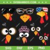 Turkey Face SVG Bundle, Coolest Turkey Thanksgiving SVG Bundle, Thanksgiving American Flag DXF SVG PNG EPS
