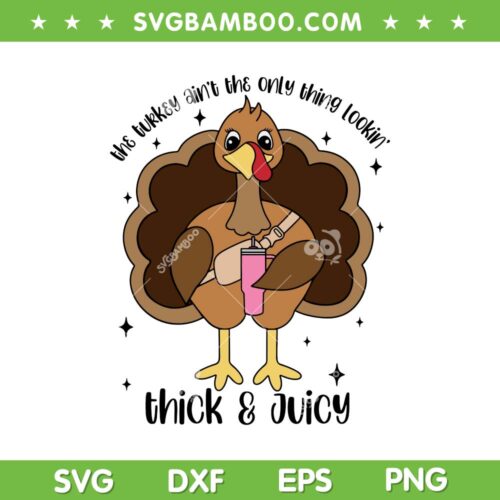 Turkey Stanley Tumbler And Bag SVG PNG, The Turkey Ain't The Only Thing Lookin Thick And Juicy SVG, Turkey Thanksgiving Quote DXF SVG PNG EPS