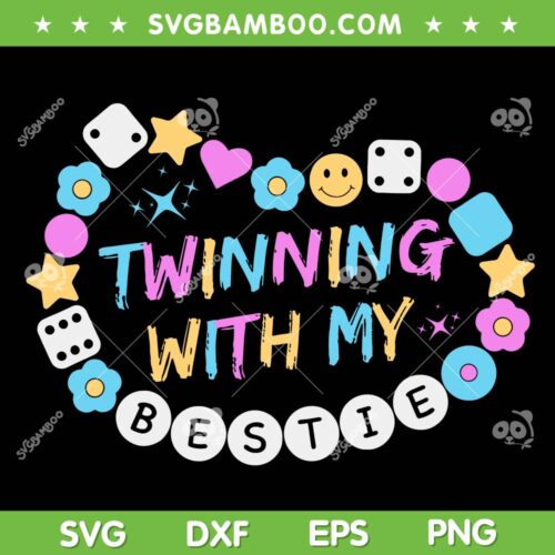 Twinning With My Bestie SVG PNG, Twins Day 2023 SVG, Cute Smile Twin DXF SVG PNG EPS