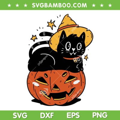 Witch Cat Halloween Pumpkin SVG PNG, Pumpkin And Black Cat SVG, Cute Cat Wearing Witchs Hat DXF SVG PNG EPS Witch Cat Halloween Pumpkin SVG PNG, Pumpkin And Black Cat SVG, Cute Cat Wearing Witchs Hat DXF SVG PNG EPS