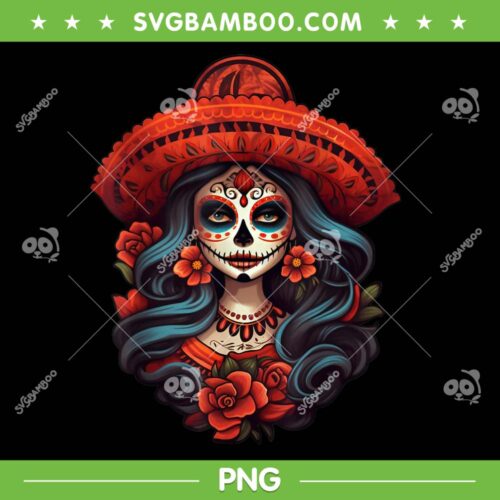 Womens De Los Muertos La Catrina PNG, Day Of The Dead Sugar Skull Girls PNG, Dead Lady PNG