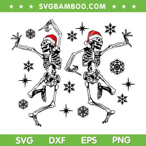 Christmas Dancing Skeleton SVG PNG, Skeleton Santa Hat SVG, Skull Christmas DXF SVG PNG EPS