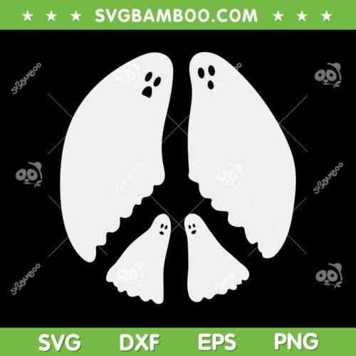 Ghost Peace Sign SVG PNG, Halloween Ghost Peace Sign Cute SVG, Ghost Silhouette DXF SVG PNG EPS