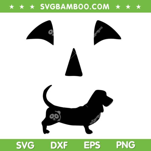 Pumpkin Basset Hound Dog SVG PNG, Dog Pumpkin Face Halloween SVG, Funny Dog Face DXF SVG PNG EPS