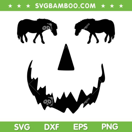 pumpkin Miniature Horse SVG PNG, Jack O Lantern Tiny Horse SVG, Pumpkin Face Halloween DXF SVG PNG EPS