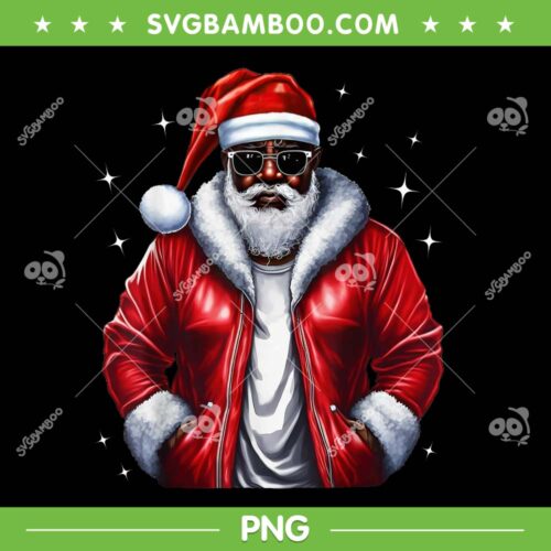 African American Santa PNG, Christmas Pajama Cool Black Santa PNG, Black Santa Christmas PNG