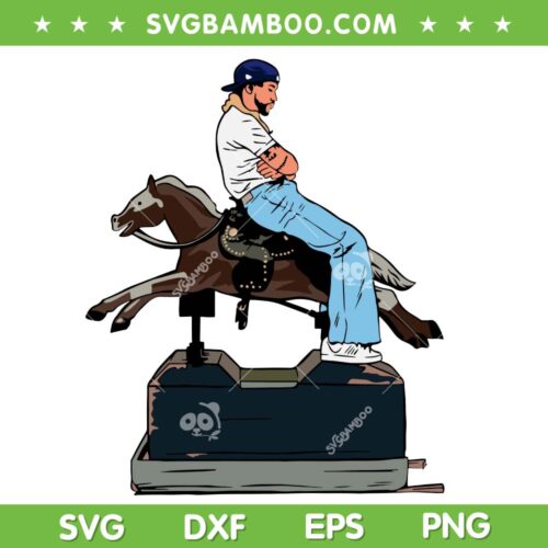 Bad Bunny New Album Cover SVG PNG, Most Wanted Tour 2024 Cover SVG, Bad Bunny Rides A Rocking Horse DXF SVG PNG EPS