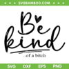 Be Kind Of A Bitch SVG PNG, Be Kind Heart SVG, Kindness Saying DXF SVG PNG EPS