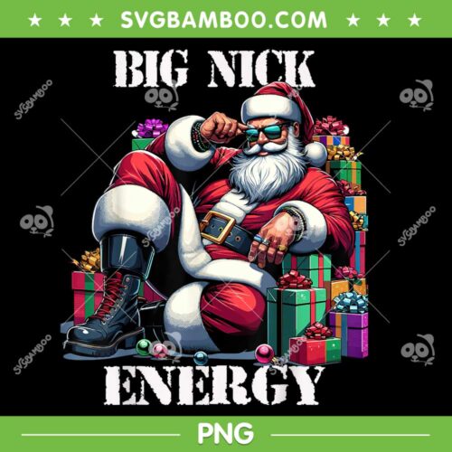 Big Nick Energy Santa Claus PNG, Retro Santa Claus And Gifts PNG, Santa Sunglasses PNG