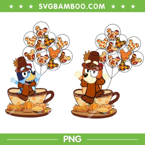 Bluey Dad Mom Thanksgiving PNG, Bluey Family Thanksgiving PNG, Bluey Happy Thanksgiving PNG