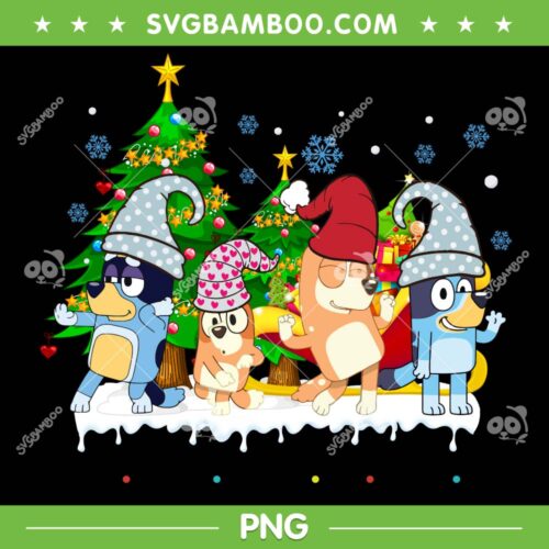 Bluey Family Dancing Christmas PNG, Funny Bluey Christmas Family PNG, Cute Bluey Bingo Dog PNG