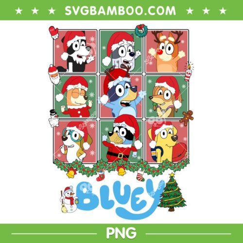 Bluey Santa Reindeer PNG, Bluey Merry Christmas PNG, Cute Bluey Dog Xmas PNG