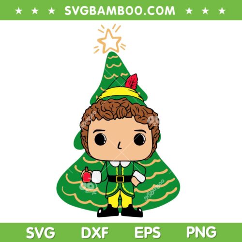 Chibi Buddy Elf SVG PNG, Baby Elf In Christmas Tree SVG, Buddy The Elf Christmas DXF SVG PNG EPS