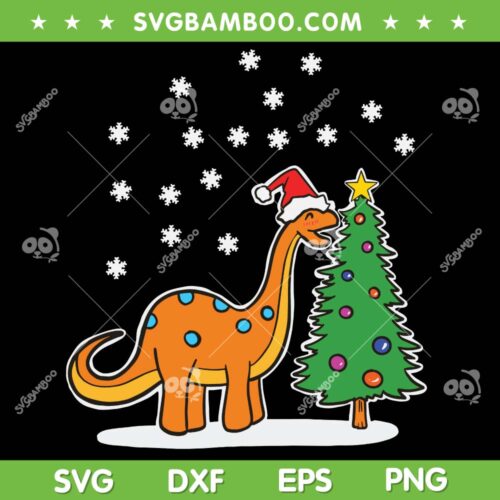 Christmas Brachiosaurus SVG PNG, Dinosaur Eating A Christmas Tree SVG, Dinosaur Brachiosaurus DXF SVG PNG EPS