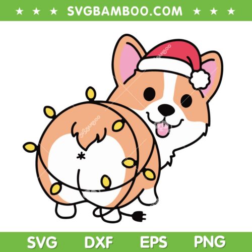 Christmas Corgi SVG PNG, Corgi Dog Christmas Lights SVG, Animal Christmas DXF SVG PNG EPS