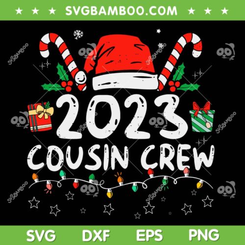 Christmas Cousin Crew SVG PNG, Santa Hat Family Christmas SVG, Cousin Crew Christmas Lights DXF SVG PNG EPS
