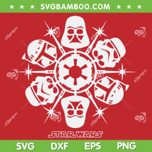 Christmas Dark Side Snowflakes SVG PNG, Star Wars Head Christmas SVG, Star Wars Christmas DXF SVG PNG EPS