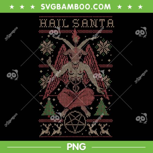 Christmas Hail Santa Satanism Goat PNG, Baphomet Atheist Satan PNG, Goat Santa Hat PNG