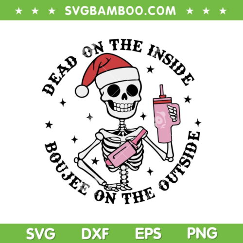 Christmas Skeleton Boujee SVG PNG, Skeleton Santa Stanley Tumbler SVG, Cute Funny Santa Skeleton DXF SVG PNG EPS