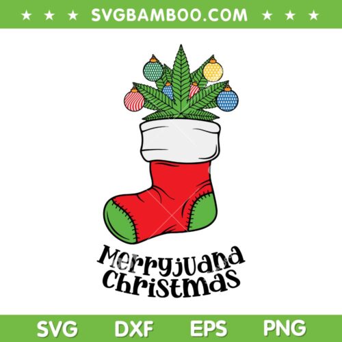 Christmas Socks Marijuana SVG PNG, 420 Weed Socks SVG, Merryjuana Christmas DXF SVG PNG EPS