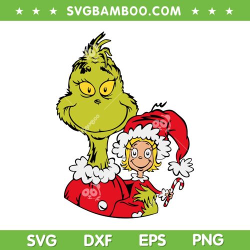 Cindy Lou Grinch SVG PNG, Cindy Lou Santa Hat SVG, Grinch Face And Cindy Lou DXF SVG PNG EPS