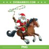 Cowboy Santa Riding A Horse PNG, Cowboy Santa Christmas PNG, Funny Christmas Rodeo PNG