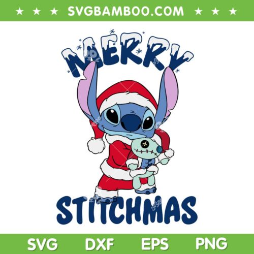 Disney Lilo Stitch Merry Stitchmas SVG, Blue Alien Santa SVG, Stitch Christmas DXF SVG PNG EPS
