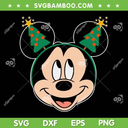 Disney Mickey Mouse Christmas Tree SVG PNG, Mickey Head Merry Christmas SVG, Disney Christmas DXF SVG PNG EPS