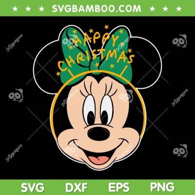 Disney Minnie Mouse Christmas Tree SVG, Mouse Head Happy Christmas SVG, Funny Mouse Christmas DXF SVG PNG EPS
