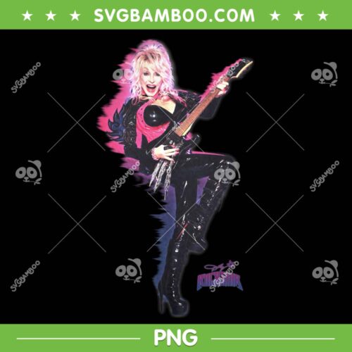 Dolly Parton Rockstar On Fire PNG, Dolly Parton Guitar PNG, Country Music Star PNG