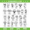 Faces Gestures Mimic Printing Christmas SVG, M And M Faces SVG, Letter M Face Logo DXF SVG PNG EPS