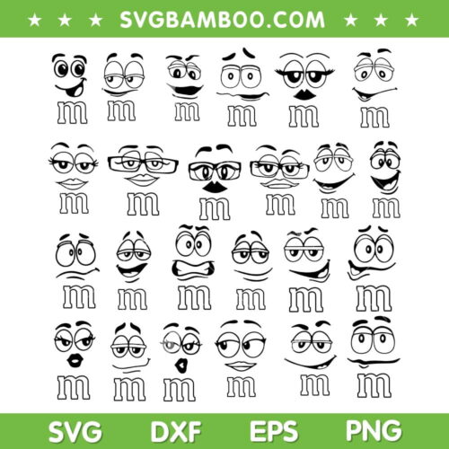 Faces Gestures Mimic Printing Christmas SVG, M And M Faces SVG, Letter M Face Logo DXF SVG PNG EPS