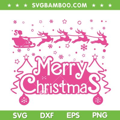 Funny Barbie Santa Sleigh SVG PNG, Barbie Merry Christmas SVG, Barbie Movie 2023 DXF SVG PNG EPS