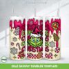 Funny Grinch Face Christmas Tumbler Wrap PNG, Pink Grinch Christmas Tree 20oz Skinny Tumbler Template PNG