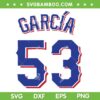 Garcia Jersey SVG PNG, Adolis Garcia Texas Rangers SVG, Garcia 53 DXF SVG PNG EPS