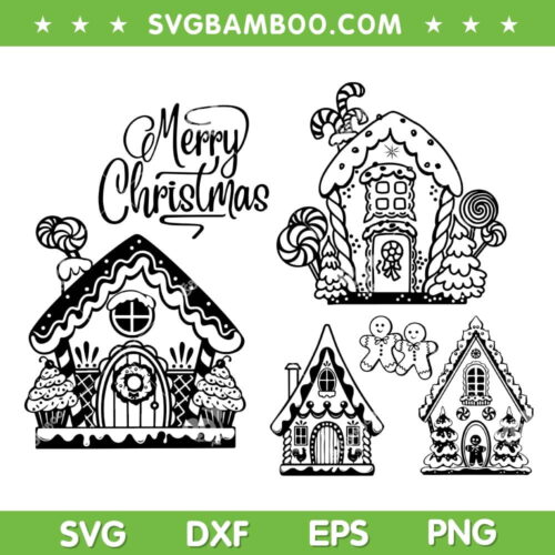 Gingerbread House SVG Bundle, Christmas Gingerbread SVG Bundle, Merry Christmas Gingerbread Cookie DXF SVG PNG EPS