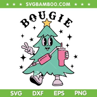 Green Christmas Tree Bougie SVG PNG, Christmas Tree Cup And Bag Pink SVG, Pink Bougie DXF SVG PNG EPS