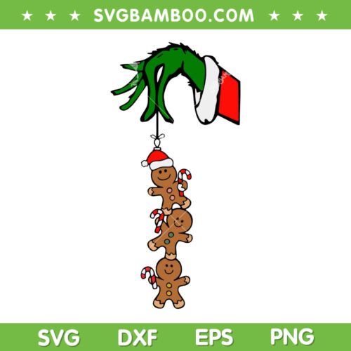 Grinch Hand Gingerbread Man SVG PNG, Christmas Gingerbread Santa Hat SVG, Grinch Gingerbread Cookie DXF SVG PNG EPS