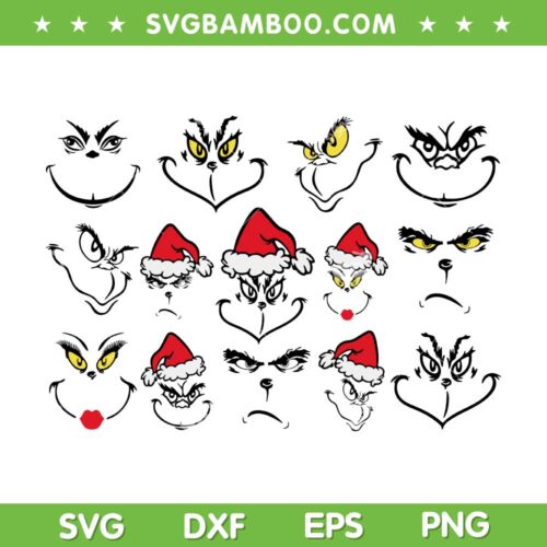 Grinch Face Christmas SVG Bundle, The Grinch Christmas SVG Bundle, Merry Grinchmas DXF SVG PNG EPS