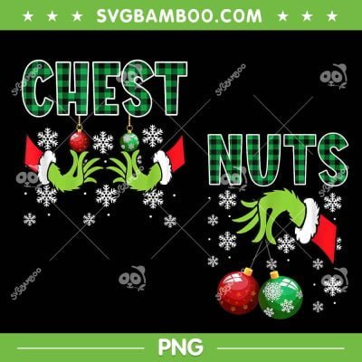 Grinch Hand Chest Nuts PNG, Christmas Couple Chestnuts Plaid PNG, Chest Nuts Green Plaid PNG