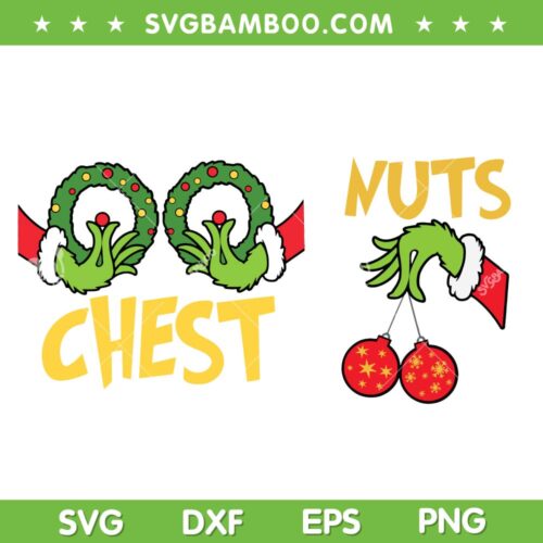 Grinch Hand Chest Nuts SVG PNG, Funny Christmas Couple Grinch 2 Files SVG, Hand Grinch Merry Christmas DXF SVG PNG EPS