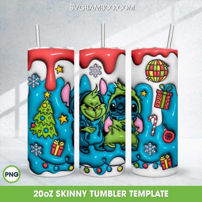 Grinch And Stitch Friends 3D Inflated Tumbler Wrap PNG, Baby Grinch Christmas 20oz Skinny Tumbler Template PNG Grinch And Stitch Friends 3D Inflated Tumbler Wrap PNG, Baby Grinch Christmas 20oz Skinny Tumbler Template PNG