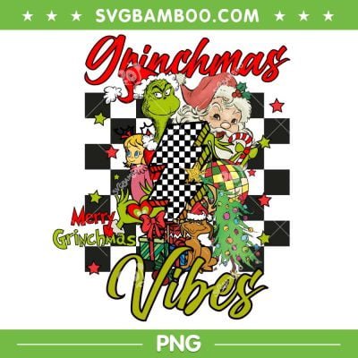 Grinchmas Vibes Retro PNG, Groovy Grinch Christmas Vibes PNG, Santa Grinchmas PNG
