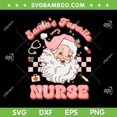 Groovy Santas Favorite Nurse SVG PNG, Christmas RN ER ICU SVG, Santa Nurse Groovy DXF SVG PNG EPS