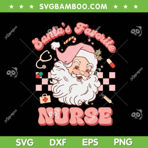 Groovy Santas Favorite Nurse SVG PNG, Christmas RN ER ICU SVG, Santa Nurse Groovy DXF SVG PNG EPS