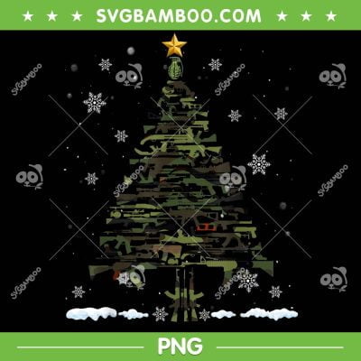 Guns Christmas Tree PNG, Funny Xmas Guns 2023 PNG, Xmas Vetaran PNG