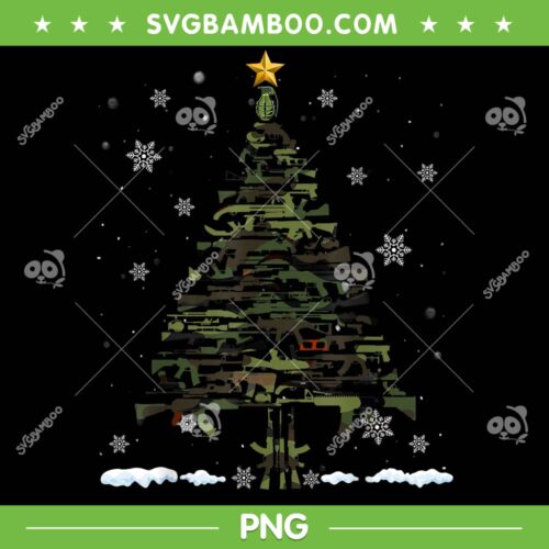 Guns Christmas Tree PNG, Funny Xmas Guns 2023 PNG, Xmas Vetaran PNG